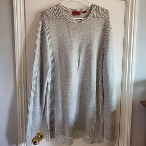 HUGO Hugo Boss Men's Gray Knit Sweater Cotton Modal Silk Blend Size XL preppy